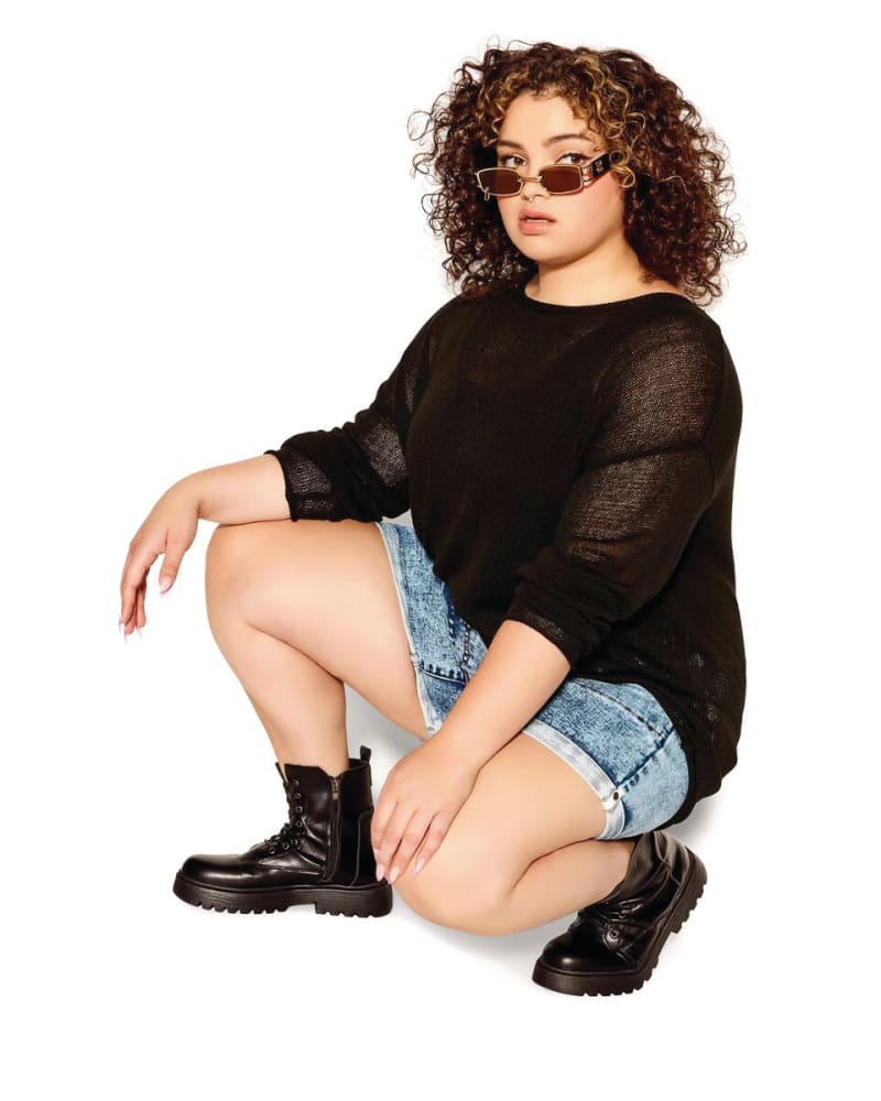 Plus size model wearing Lori Lightweight Sweater by Avenue | Dia&Co | dia_product_style_image_id:171783